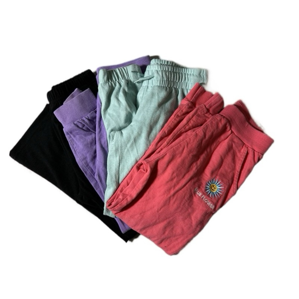 Assorted brands Kids Sweatpants “5” pair Black, Purple, Mint,‎ Pink size 6
